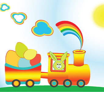 Cartoon Rainbow Train