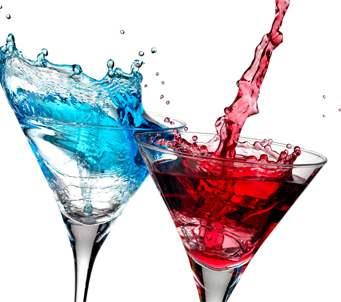 Cocktail Bar Red and Blue Splash
